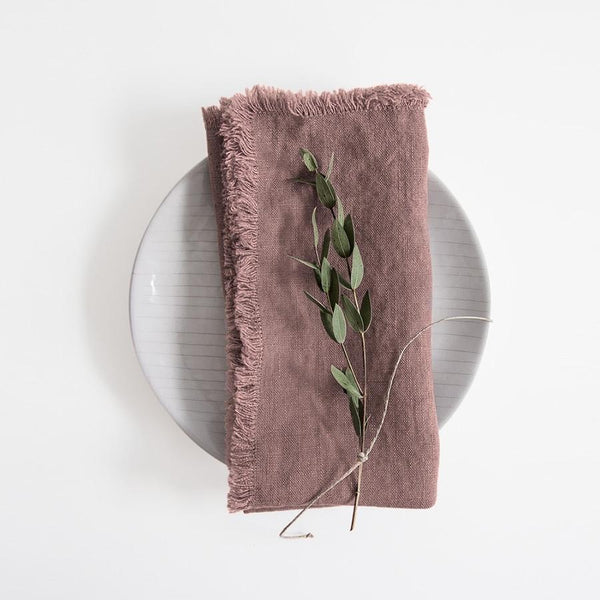 linen tales Ashes of Roses Linen Napkins with Fringes Set of 2