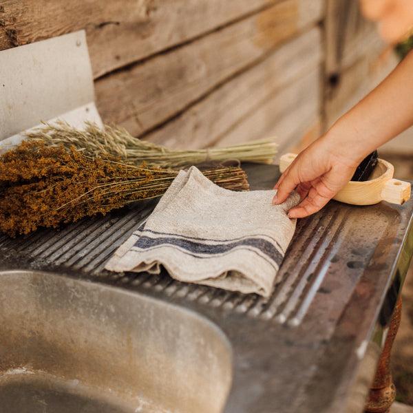 Linen Tales Blue Stripe Vintage Linen Napkins Set Of 2