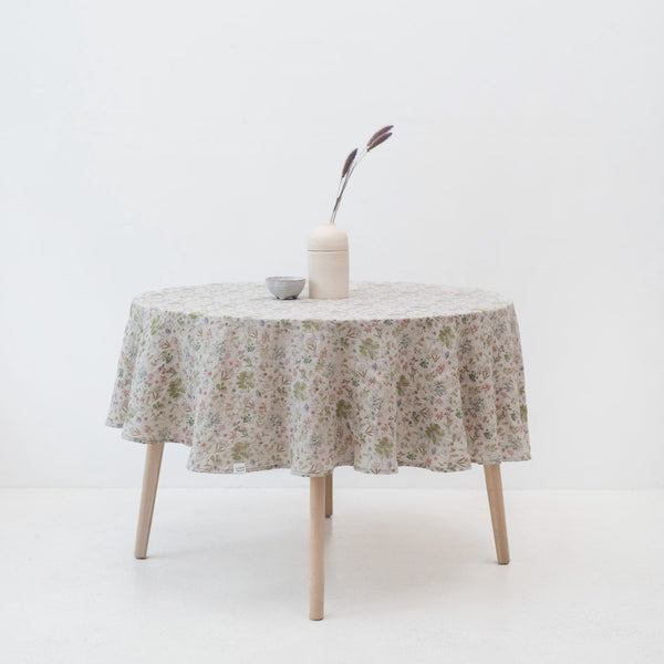 linen tales Botany 2 Lightweight Linen Round Tablecloth