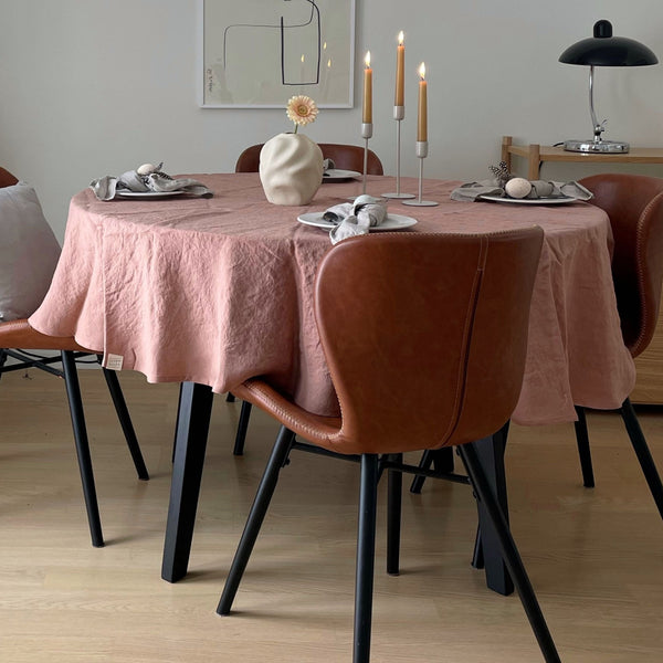 Linen Tales Cafe Creme Lightweight Linen Round Tablecloth