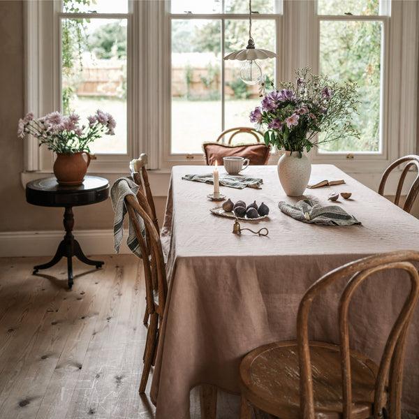 Linen Tales Cafe Creme Lightweight Linen Tablecloth