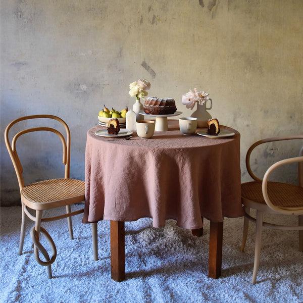 Linen Tales Cafe Creme Lightweight Linen Tablecloth