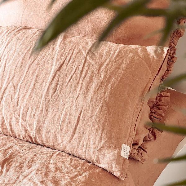 Linen Tales Cafe Creme Linen Pillowcase With Frills