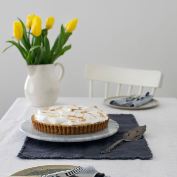 Linen Tales Dark Grey Linen Napkins With Fringes Set Of 2