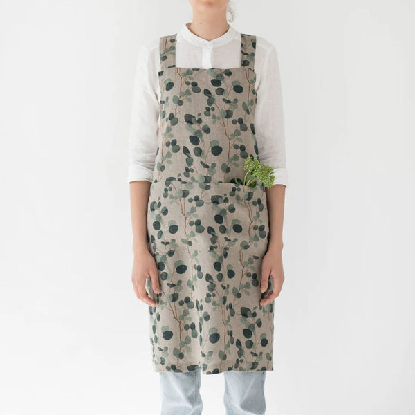 linen tales Eucalyptus on Natural Linen Crossback Apron