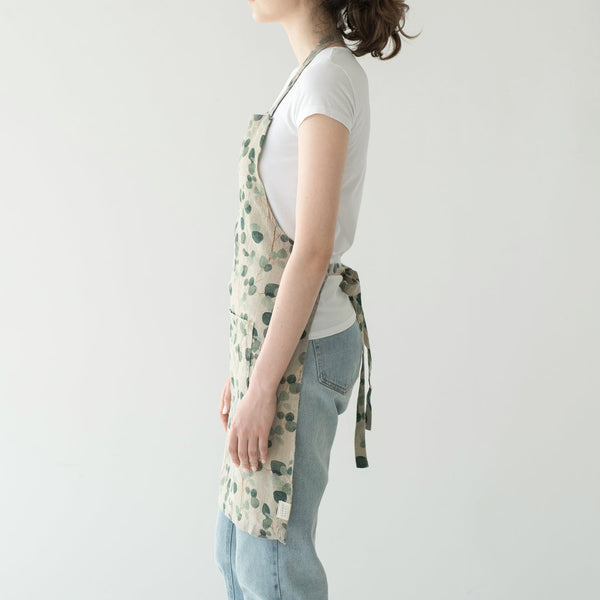 Linen Tales Eucalyptus On Natural Linen Daily Apron