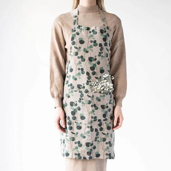 Linen Tales Eucalyptus On Natural Linen Daily Apron