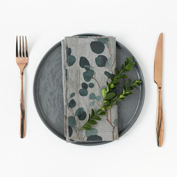 linen tales Eucalyptus on Natural Linen Napkins Set of 2