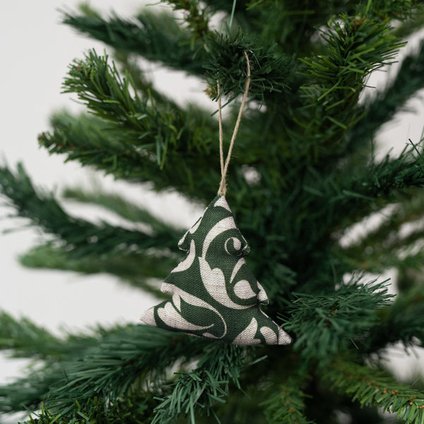 Linen Tales Evergreen Damask Christmas Tree Decorations Set Of 4