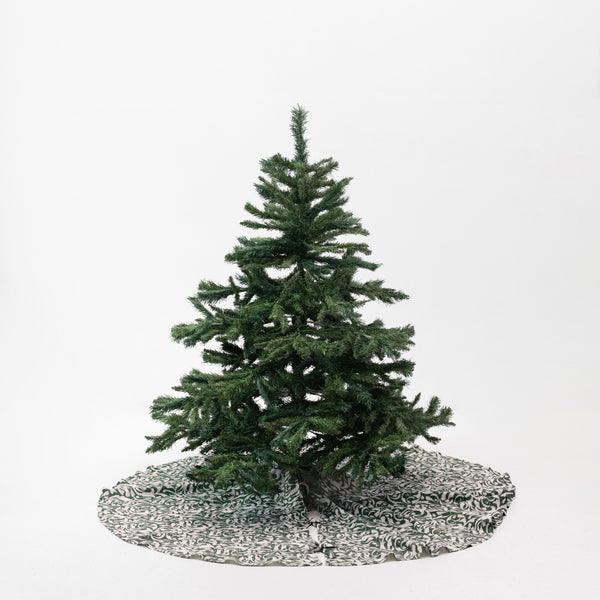 linen tales Evergreen Damask Linen Christmas Tree Skirt