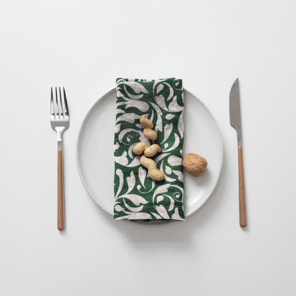 Linen Tales Evergreen Damask Linen Napkins Set Of 2