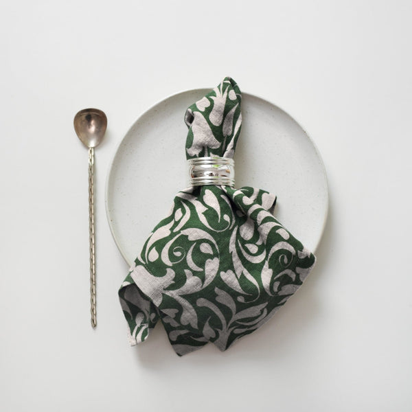 Linen Tales Evergreen Damask Linen Napkins Set Of 2