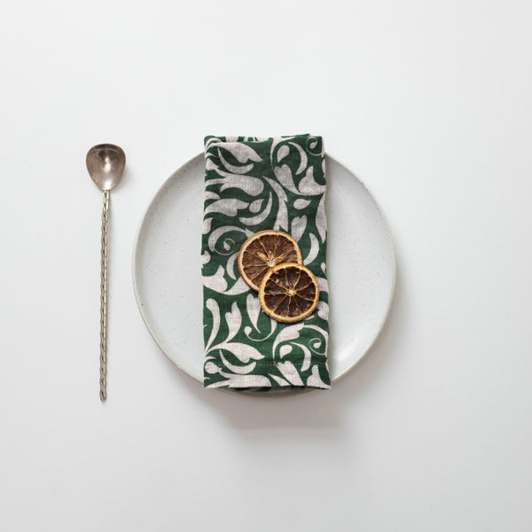 linen tales Evergreen Damask Linen Napkins Set of 2