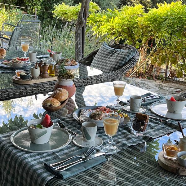 Linen Tales Forest Green Gingham Linen Cushion Cover