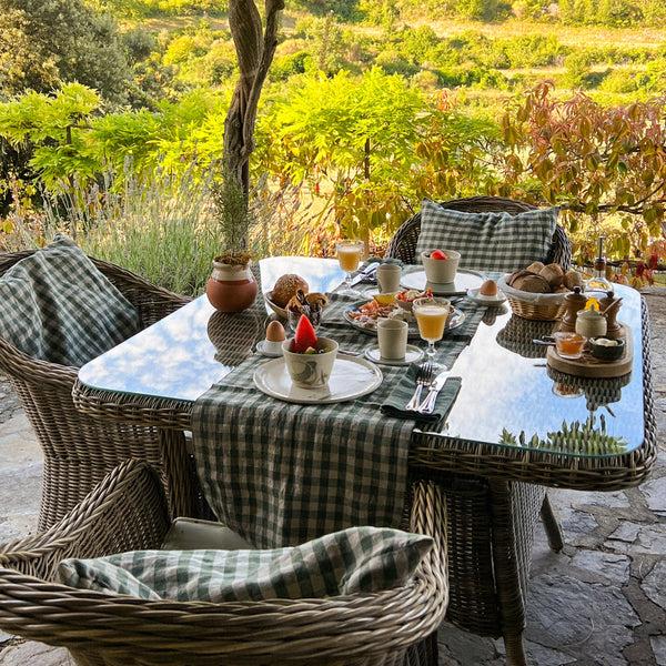 Linen Tales Forest Green Gingham Linen Cushion Cover