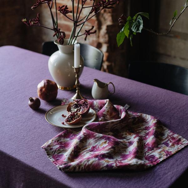 Linen Tales Fuchsia Flowers On Natural Linen Kitchen Towel