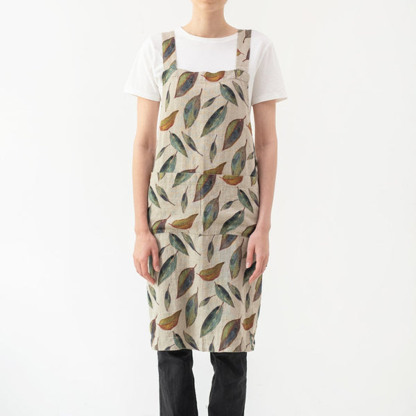 Linen Tales Golden Fall On Natural Linen Crossback Apron