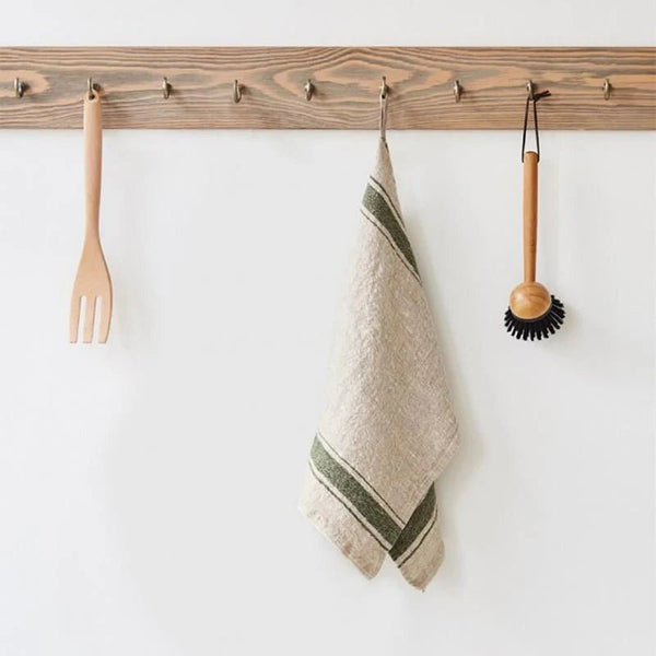 linen tales Green Stripe Vintage Linen Kitchen Towel