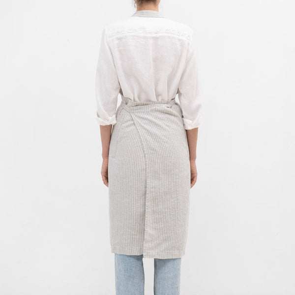 Linen Tales Grey Blue Pinstripe Rustic Linen Chef Apron