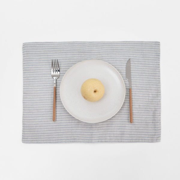 linen tales Grey Blue Pinstripe Rustic Linen Placemat