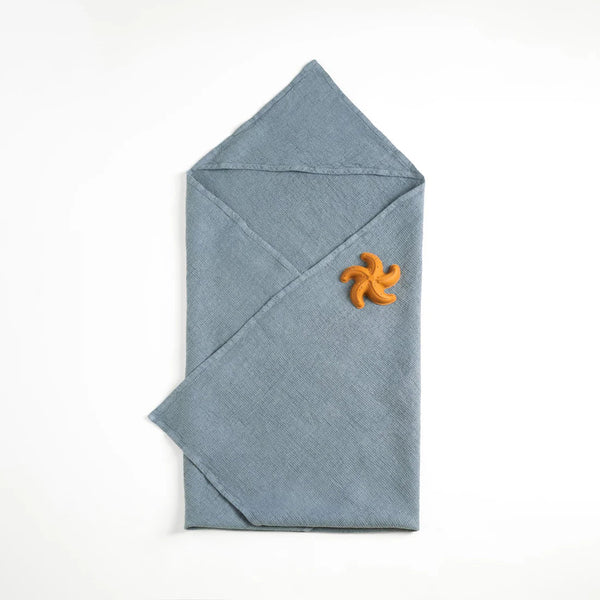 linen tales Kids Blue Fog Linen Fine Waffle Hooded Towel