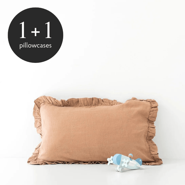 linen tales Kids Cafe Creme Linen Pillowcase with Frills
