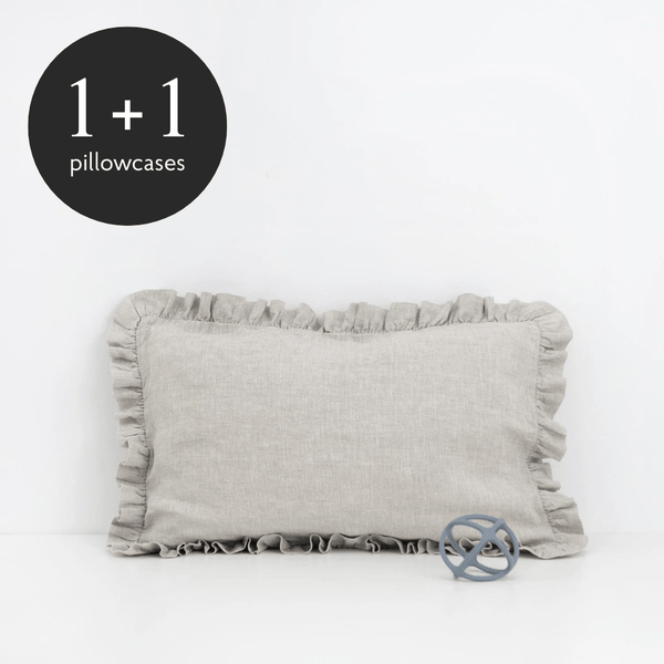 linen tales Kids Melange Linen Pillowcase with Frills