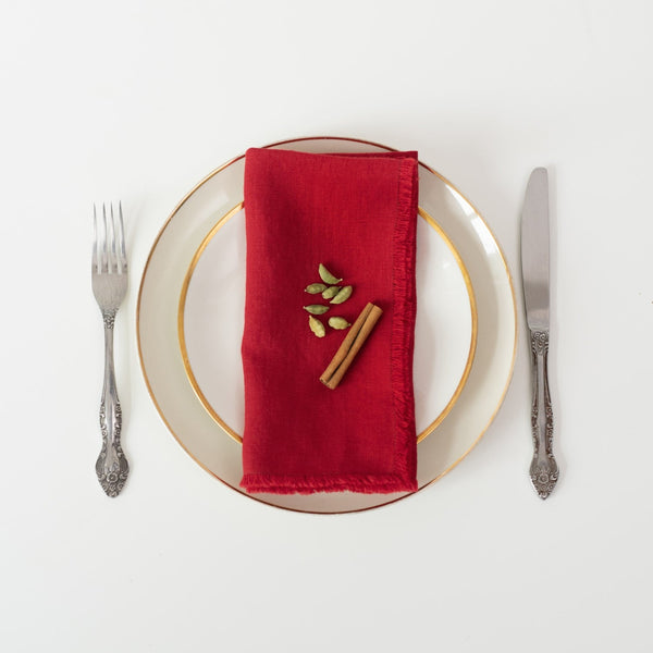 linen tales Lava Falls Linen Napkins with Fringes Set of 2