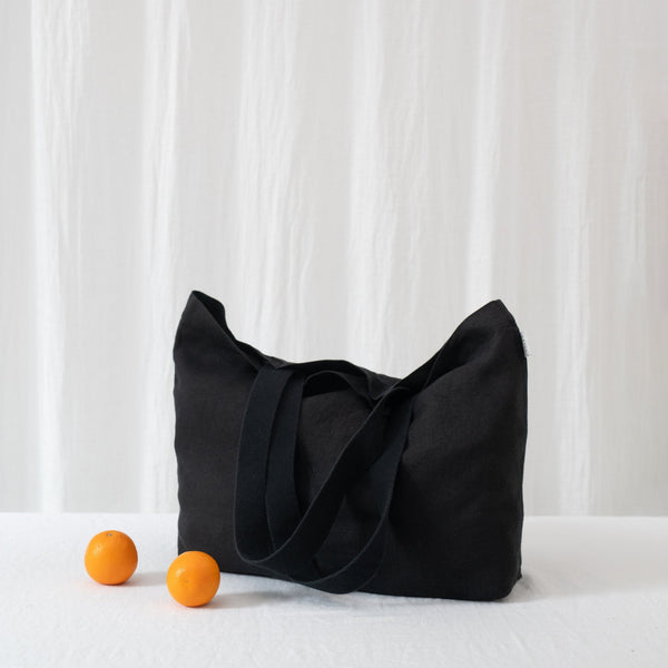 Linen Tales LIMITED EDITION Linen Tales Black Twill Linen Shoulder Bag