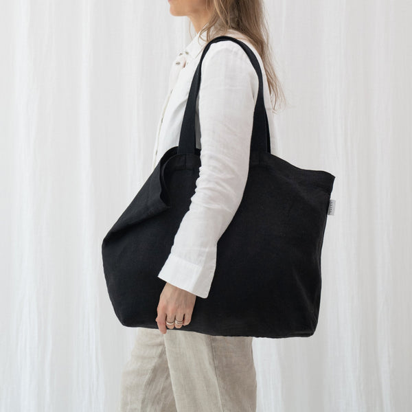 linen tales LIMITED EDITION Linen Tales Black Twill Linen Shoulder Bag
