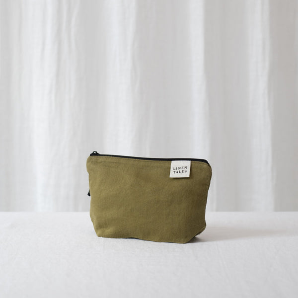 linen tales LIMITED EDITION Linen Tales Moss Twill Linen Makeup Pouch