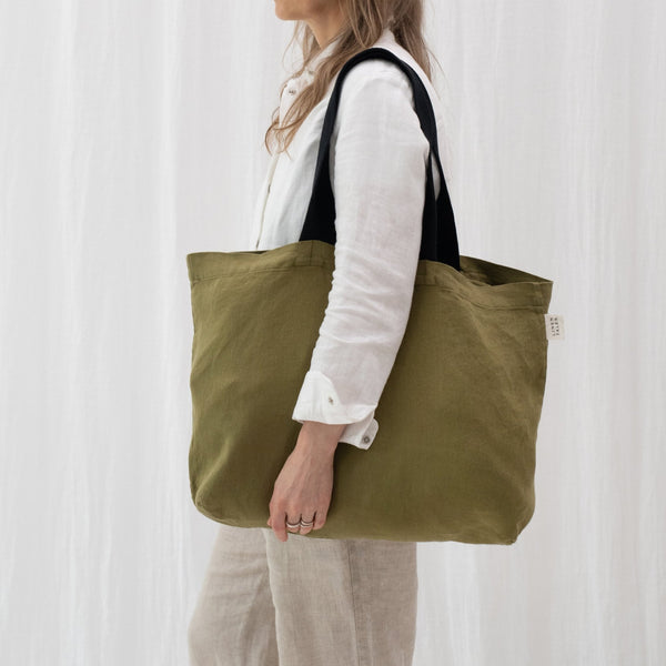 linen tales LIMITED EDITION Linen Tales Moss Twill Linen Shoulder Bag