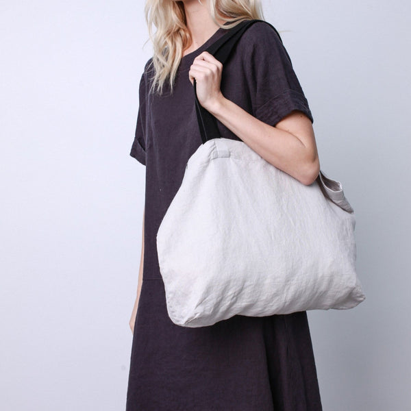 Linen Tales LIMITED EDITION Linen Tales Silver Twill Linen Shoulder Bag