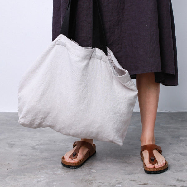 Linen Tales LIMITED EDITION Linen Tales Silver Twill Linen Shoulder Bag