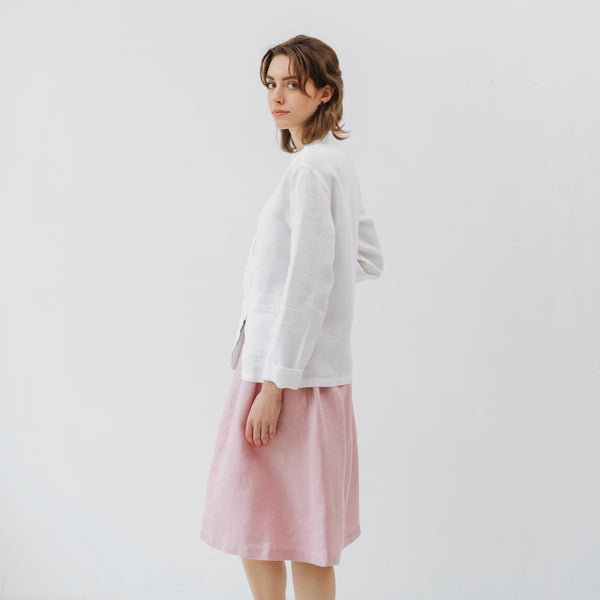 Linen Tales LIMITED EDITION Optical White Linen Twill Cherry Tree Jacket