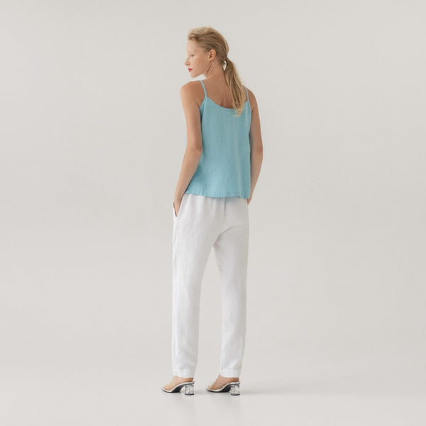 Linen Tales LIMITED EDITION Optical White Linen Twill Gladiolus Trousers