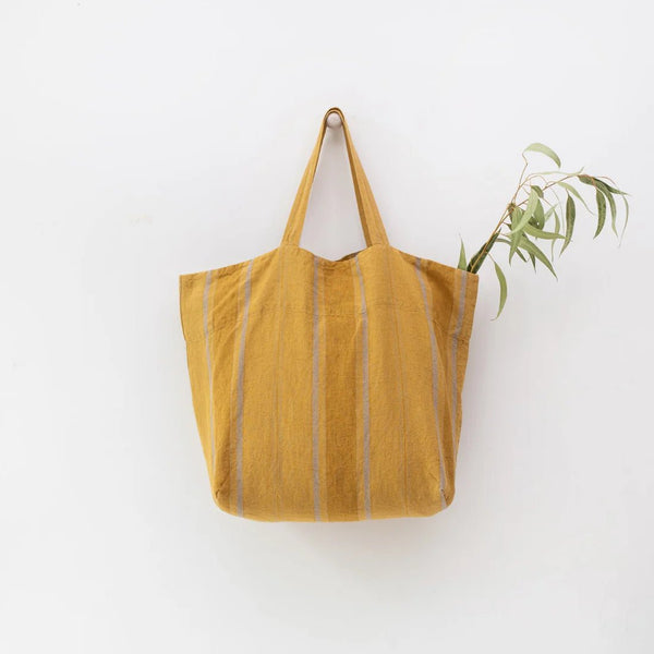 linen tales Amber Bronze Stripes Linen Big Bag