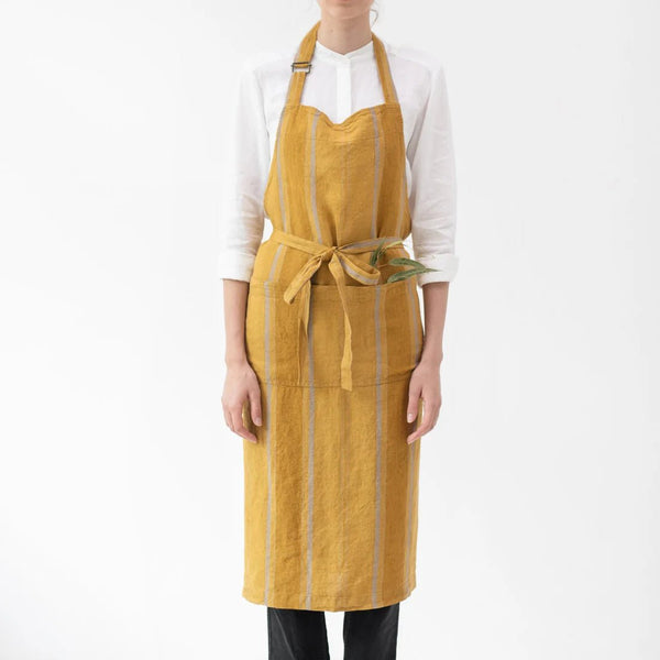 linen tales Amber Bronze Stripes Linen Chef Apron