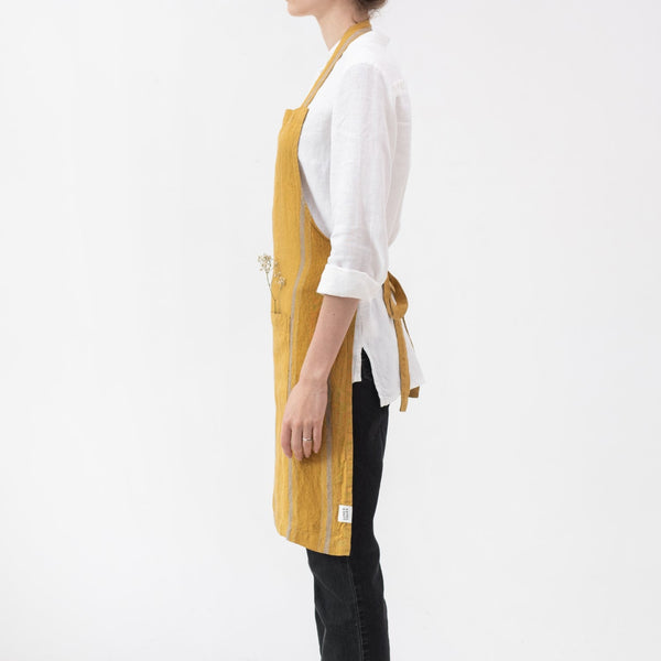 Linen Tales Amber Bronze Stripes Linen Daily Apron