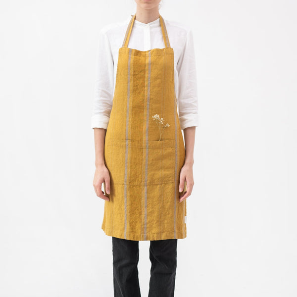 Linen Tales Amber Bronze Stripes Linen Daily Apron