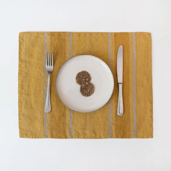 linen tales Amber Bronze Stripes Linen Placemat