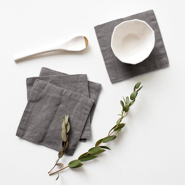 linen tales Ash Linen Coasters Set of 4