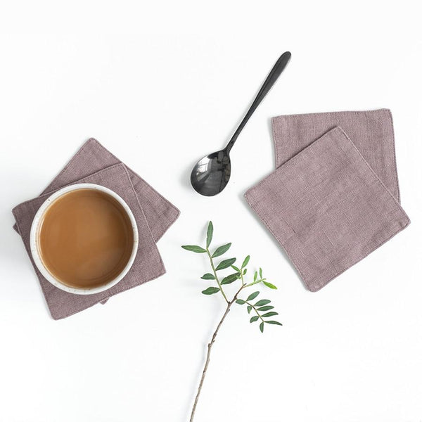 linen tales Ashes of Roses Linen Coasters Set of 4