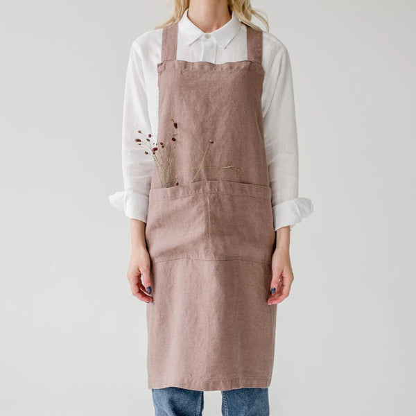 linen tales Ashes of Roses Linen Crossback Apron