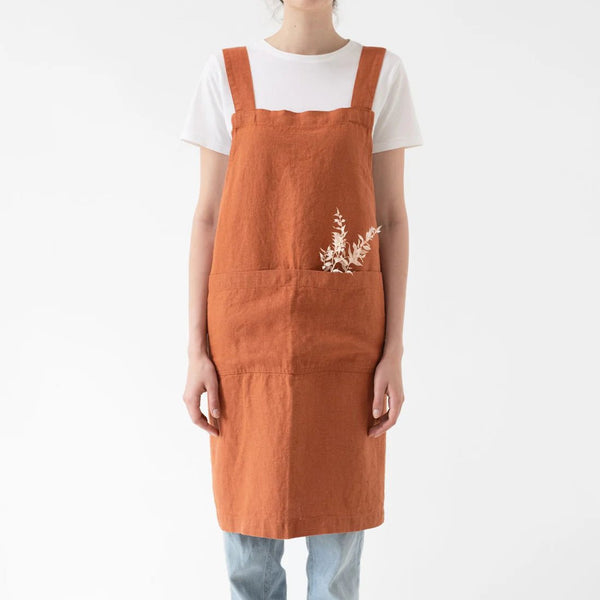 linen tales Baked Clay Linen Crossback Apron