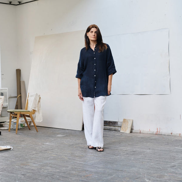 Linen Tales Bilberry Blue Linen Oregano Shirt