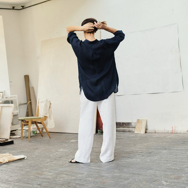 Linen Tales Bilberry Blue Linen Oregano Shirt