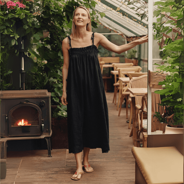 linen tales Black Linen Ballade Dress