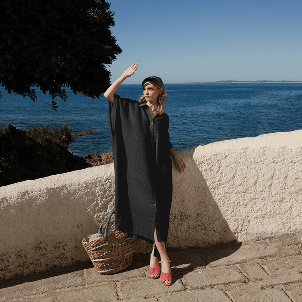 linen tales Black Linen Beach Dress