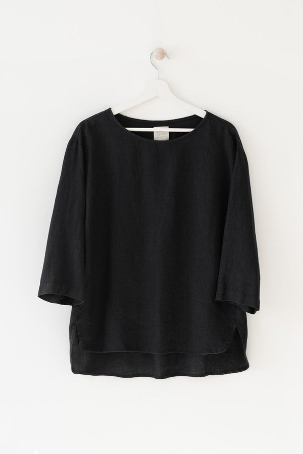Linen Tales Black Linen Bilberry Top